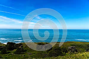 Overlooking the Pacific Ocean at Thornton State Beach, Daley City - San Francisco Bay Area, California