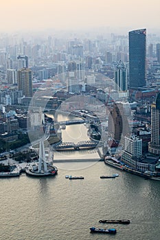 Overlooking shanghai at dusk