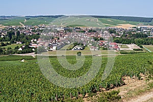 overlooking valley and town of chablis france