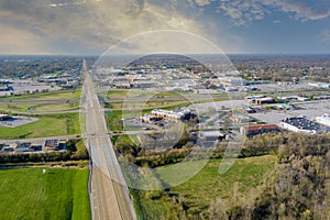 Overlooking view of a small town a Fairview Heights in the highways, interchanges of Illinois US