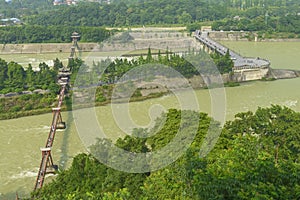 Overlooking water conservancy landscape at dujiangyan