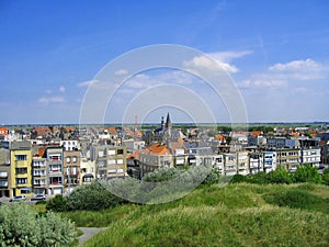 Overlooking Wenduine near Blankenberge from the North Sea Sand Dunes behind the Beach, Belgium