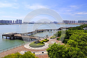 Overlooking wood bridge of wuyuanbay