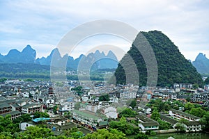 Overlooking the yangshuo county town