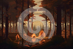 Overnight camping in the mountains.