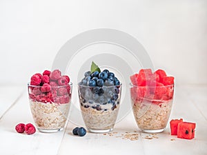 Overnight oats with berries photo