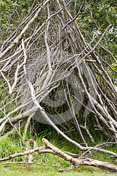 Overnight shelter built from natural materials