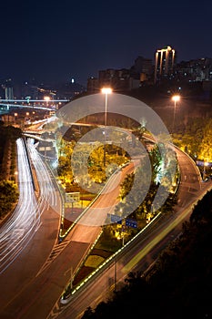 Overpass with city night scape,chongqing,china