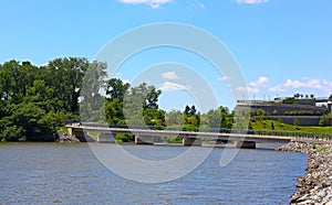 Overpass of Woodrow Wilson Bridge trail in summer.