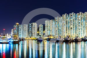 Overpopulated apartment building in Hong Kong photo