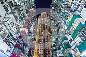 Overpopulated building in Hong Kong photo