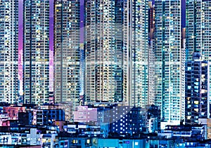 Overpopulated modern building in Hong Kong