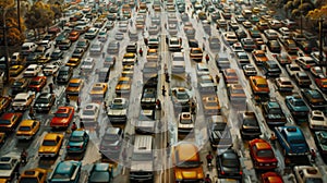 Overpopulated world. Huge crowd of people. Humans suffer from pollution. Ecological disaster concept. AI-generated. photo