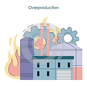 Overproduction and overconsumption concept set. Global ecological