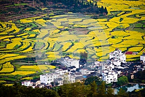 Overrall view of rural landscape in wuyuan county, jiangxi province, china