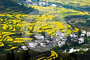 Overrall view of rural landscape in wuyuan county, jiangxi province, china