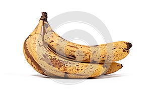 Overripe bananas isolated on white background