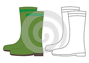 Overshoes, coloring page. Vector illustration.