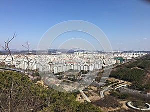 Overshoot city under the blue sky