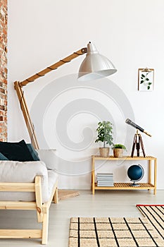 Oversize lamp in the corner