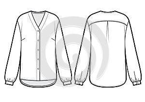 Oversize sleeved blouses for lady. Vector illustration