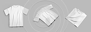 Oversize white t-shirt mockup, folded wear with place for design, front view, isolated on background