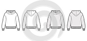 Oversized cotton-fleece hoodie technical fashion illustration with relaxed fit, long sleeves. Flat outwear jumper photo