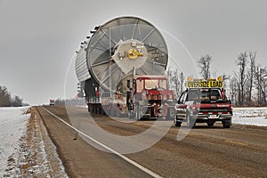 Oversized  load on highway 63 Alberta  on the way to the oilseeds