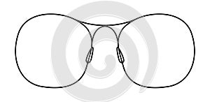 Oversized Round frame glasses fashion accessory illustration. Sunglass front view for Men, women, unisex silhouette