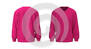 Oversized sweatshirt mock up in front, and back views. 3d rendering, 3d illustration