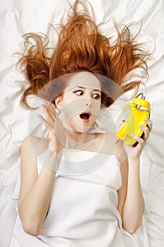 Oversleep girl in bed