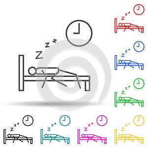 oversleep work outline multi color style icon. Simple thin line, outline vector of lazy icons for ui and ux, website or mobile