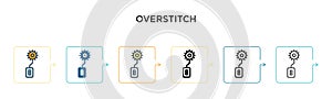 Overstitch vector icon in 6 different modern styles. Black, two colored overstitch icons designed in filled, outline, line and