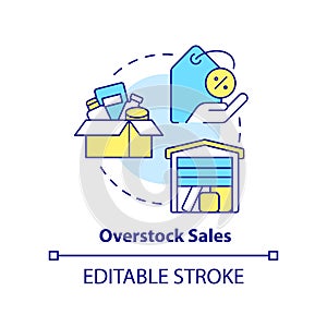 Overstock sales concept icon