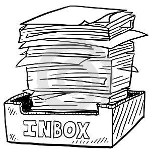 Overstuffed inbox work stress sketch photo