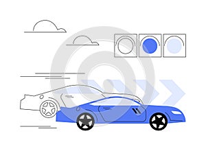 Overtaking a rival abstract concept vector illustration.