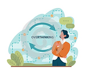 Overthinking. Anxiety and stress caused by thinking too much.