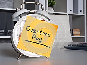 Overtime pay inscription on the alarm clock.