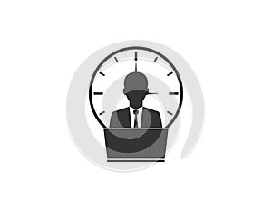 Overtime working icon. Vector illustration.