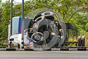 Overturned truck accident