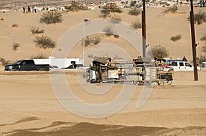 Overturned truck at the River Rage at Laughlin, Nevada