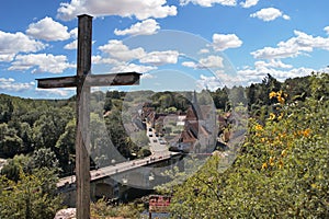 An overview of Angles-sur-l`Anglin, a picturesque village in france photo