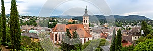 Overview of Baden-Baden town in the Black Forest with church panorama travel traveling in Germany