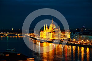 Overview of Budapest with the Parliament building