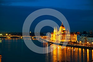 Overview of Budapest with the Parliament building