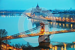 Overview of Budapest with the Parliament building