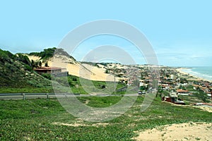 Overview of BÃºzios beach, houses,  Rio Grande do Norte