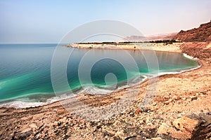 Overview of the Dead Sea shore from