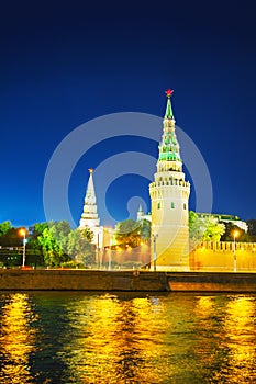 Overview of downtown Moscow at night time