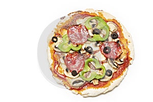 Overview of a fresh pizza